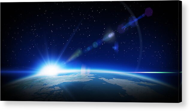 Dawn Acrylic Print featuring the photograph Sunrise in space #2 by Loops7