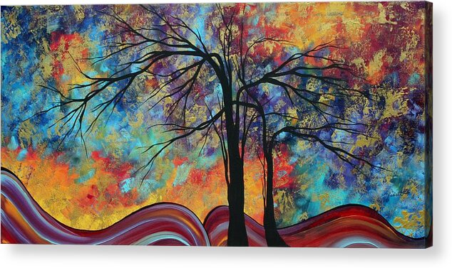 Abstract Landscape Tree Art Colorful Gold Textured Original