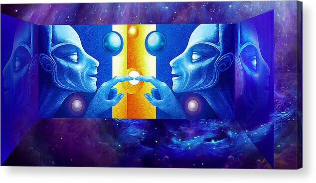 Angels Acrylic Print featuring the painting Cosmic Touch by Hartmut Jager