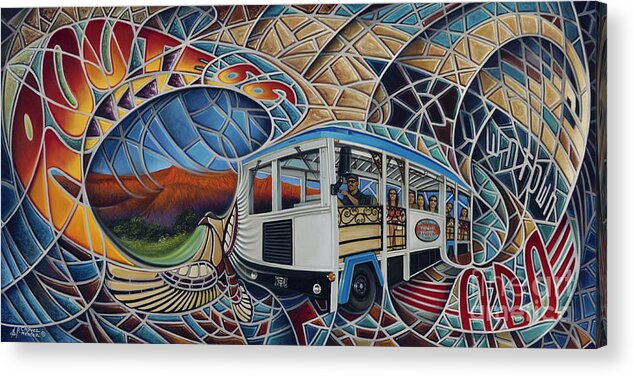Mosiac Acrylic Print featuring the painting Dynamic Route 66 II by Ricardo Chavez-Mendez