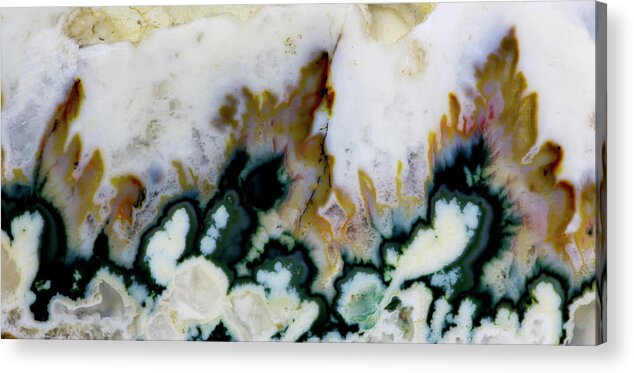 Mineral Acrylic Print featuring the photograph Forest Green Agate, Close-up Of Plumes by Darrell Gulin