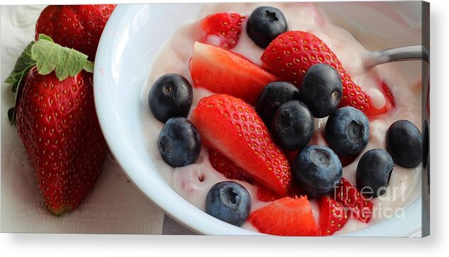Fruit And Yogurt Snack Acrylic Print featuring the photograph Fruit and Yogurt Snack 2 by Barbara A Griffin