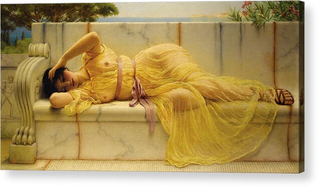Godward Acrylic Print featuring the painting Girl in Yellow Drapery by Vincent Monozlay
