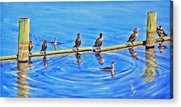Nature Acrylic Print featuring the painting Harbor Patrol by Ray Nutaitis