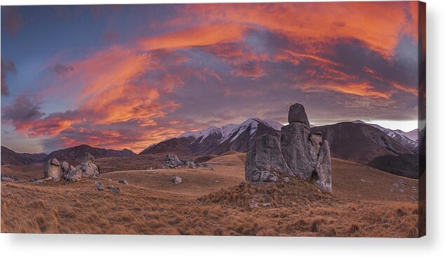 Colin Monteath Acrylic Print featuring the photograph Limestone Boulders And Craigieburn by Colin Monteath