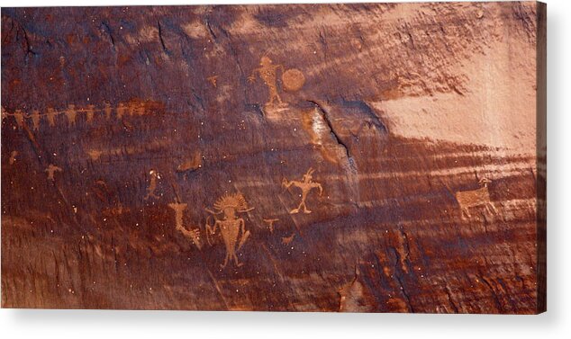 Indian Acrylic Print featuring the photograph Moab Petroglyph by Jean Clark