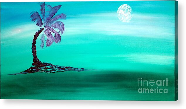 Tree Acrylic Print featuring the painting Moonlit Palm by Jacqueline Athmann