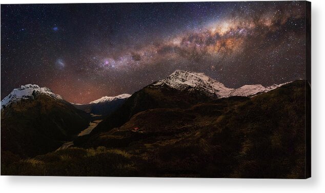 Mountains Acrylic Print featuring the photograph Mount Aspiring - Liverpool Hut by Yan Zhang
