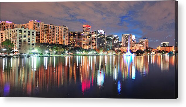 Orlando Acrylic Print featuring the photograph Orlando night panorama by Songquan Deng