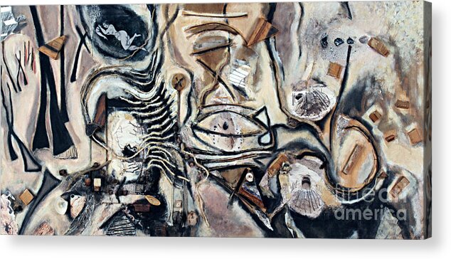 Charcoal Acrylic Print featuring the mixed media Pathway of Journeys by Kerryn Madsen-Pietsch
