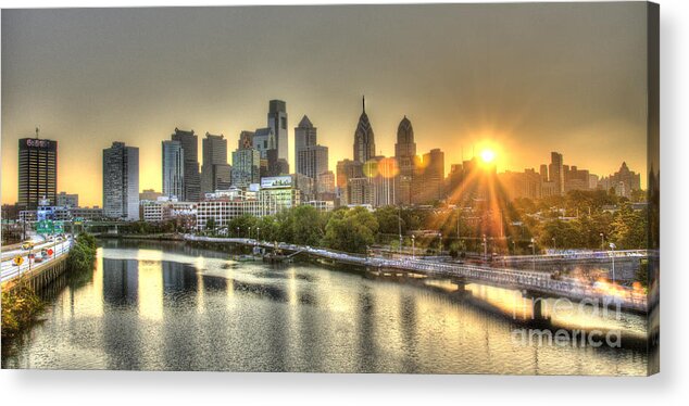 Philadelphia Acrylic Print featuring the photograph Philadelphia Sunrise by Mark Ayzenberg