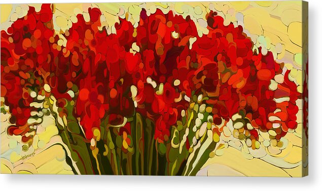 Red Bouquet Acrylic Print featuring the painting Red Bouquet by Dorinda K Skains