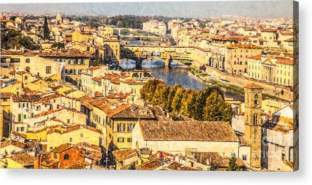 Florence Acrylic Print featuring the photograph River Arno in central Florence by Liz Leyden