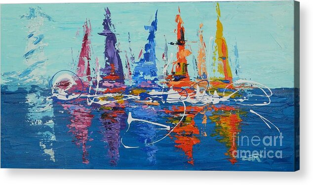Lighthouse Acrylic Print featuring the painting Sailing by the Lighthouse by Dan Campbell