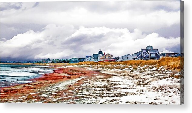 Sand Acrylic Print featuring the photograph Sand Snow and Seaweed Photo Art by Constantine Gregory