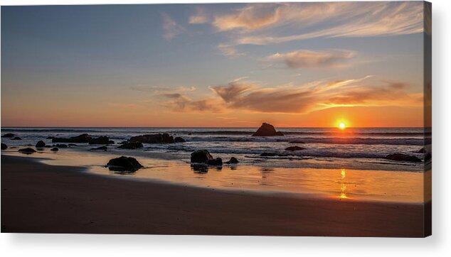 Photography Acrylic Print featuring the photograph Scenic View Of Beach At Sunset, San by Panoramic Images