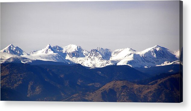 Mountain Acrylic Print featuring the photograph Snow covered Indian peaks by Thomas Samida