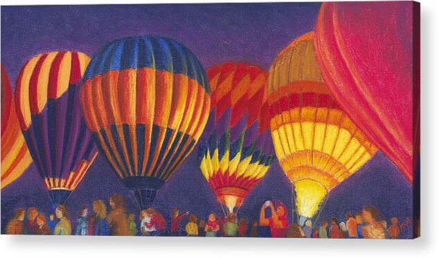 Hot Air Balloons Acrylic Print featuring the painting St Louis balloon Glow by Garry McMichael