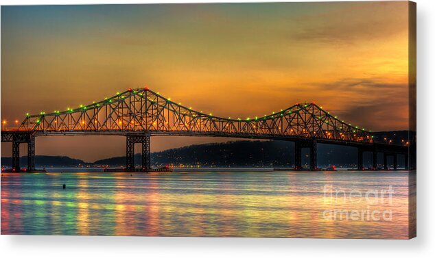 America Acrylic Print featuring the photograph Tappan Zee Bridge Twilight IV Panoramic by Clarence Holmes