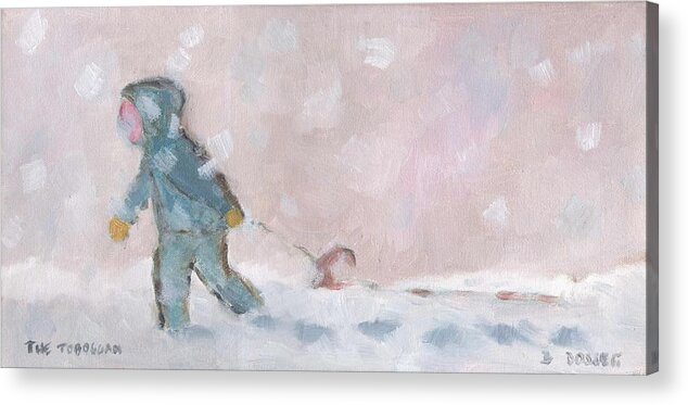 Children Acrylic Print featuring the painting The Toboggan by David Dossett