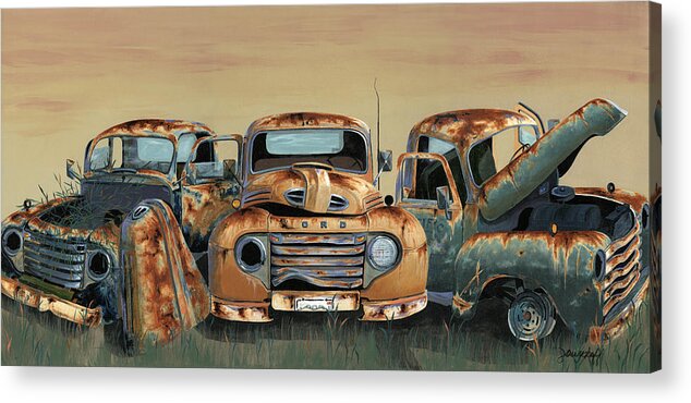 Truck Acrylic Print featuring the painting Three Amigos by John Wyckoff