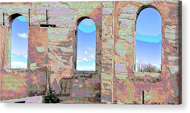 Ruins Acrylic Print featuring the photograph Three windows by Jacqui Binford-Bell