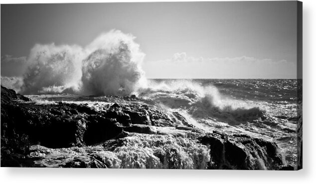 Seascape Acrylic Print featuring the photograph Wave on Rocks by Michael Hope