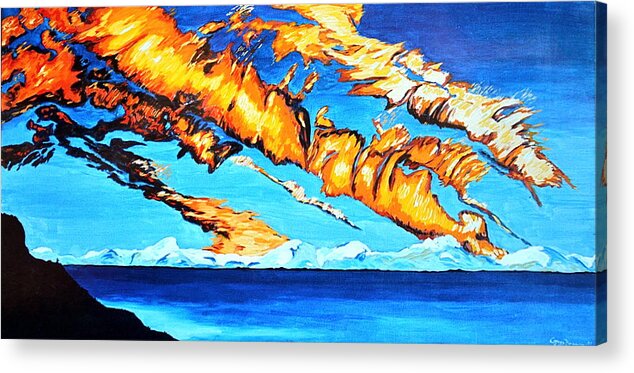 Sky Acrylic Print featuring the painting Fire Clouds by Gregory Merlin Brown