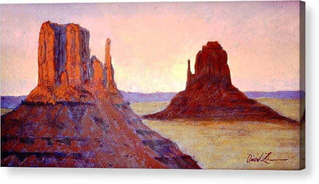 Canyonlands Of The Desert Southwest Acrylic Print featuring the painting The Mittens #1 by David Zimmerman