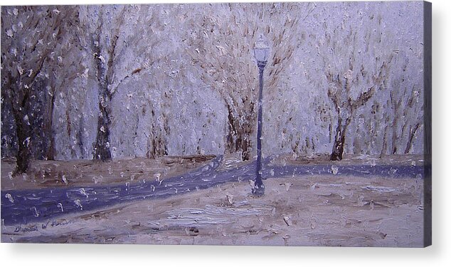 Snow Acrylic Print featuring the painting A Quiet Snow by Daniel W Green