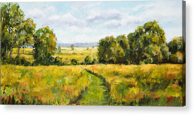 Landscape Acrylic Print featuring the painting A Walk thru the Fields by Ingrid Dohm