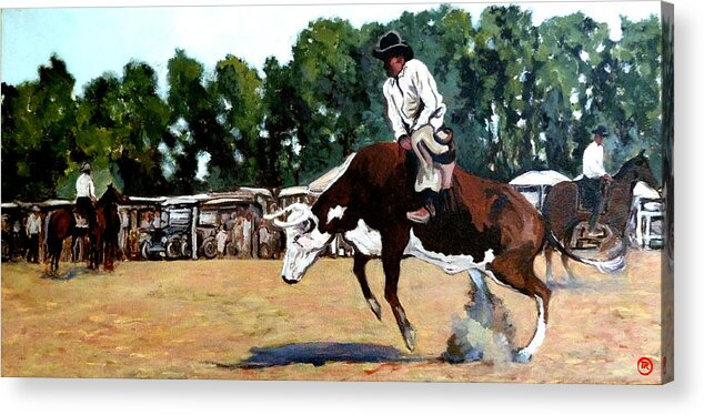 Bull Acrylic Print featuring the painting A Whole Lot of Bull by Tom Roderick