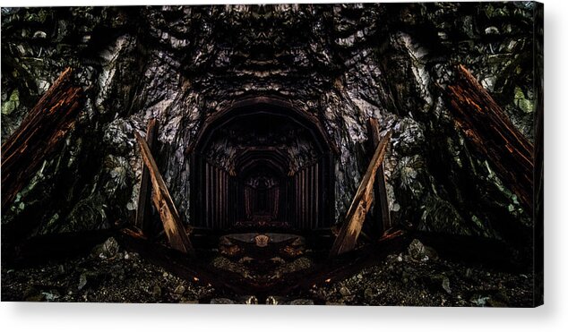 Tunnel Acrylic Print featuring the digital art Abandoned Railroad Tunnel Reflection by Pelo Blanco Photo