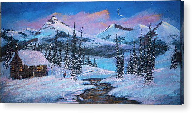 Christmas Acrylic Print featuring the painting Alpenglow Moon by Michael Scott