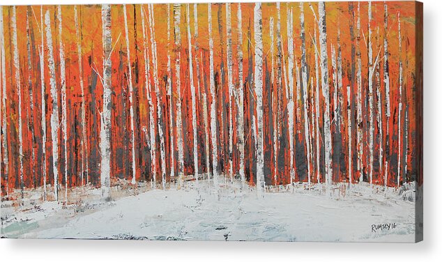 Landscape Acrylic Print featuring the painting Autumn Forest by Rhodes Rumsey