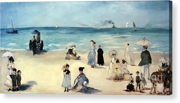 Beach Acrylic Print featuring the painting Beach Scene by Edouard Manet