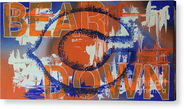 Chicago Bears Acrylic Print featuring the painting Bear Down by Melissa Jacobsen