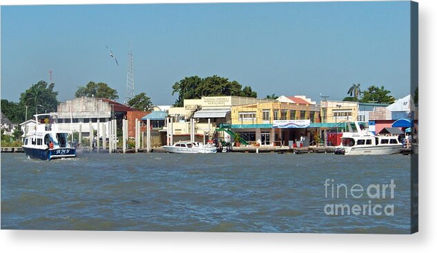Caribbean Acrylic Print featuring the photograph Belize City Waterfront by Carol Bradley