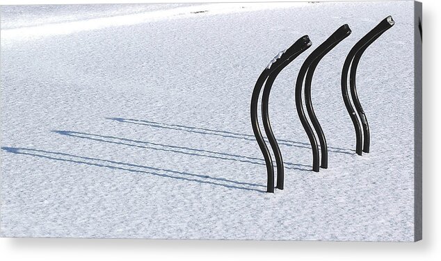 Bicycle Rack Acrylic Print featuring the photograph Bike Racks in Snow by Steve Somerville