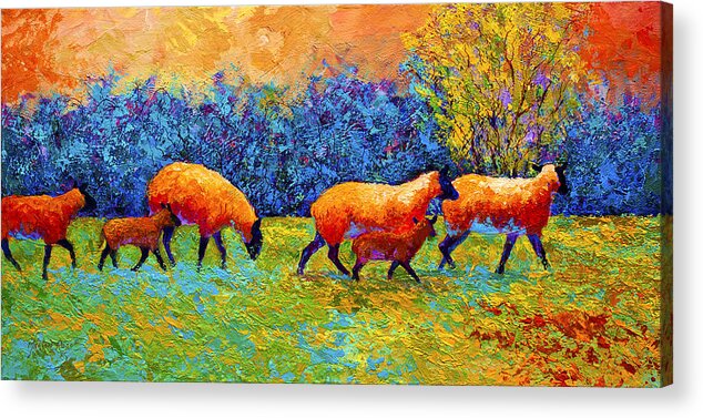 Ewe Acrylic Print featuring the painting Blackberries and Sheep II by Marion Rose