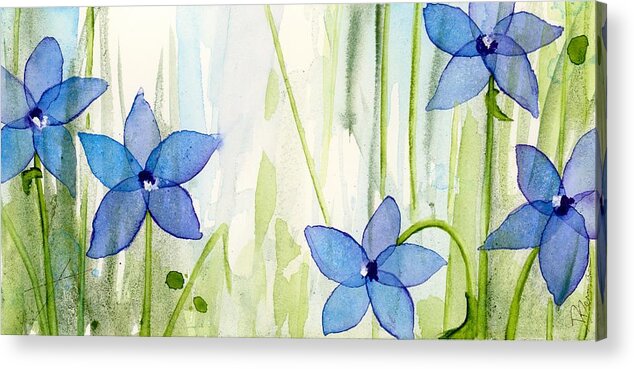 Watercolor Wildflowers Acrylic Print featuring the painting Blue Wildflowers by Dawn Derman
