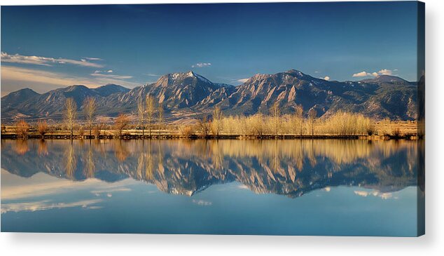 Flatirons Acrylic Print featuring the photograph Boulder Colorado Rocky Mountains Flatirons Reflections by James BO Insogna