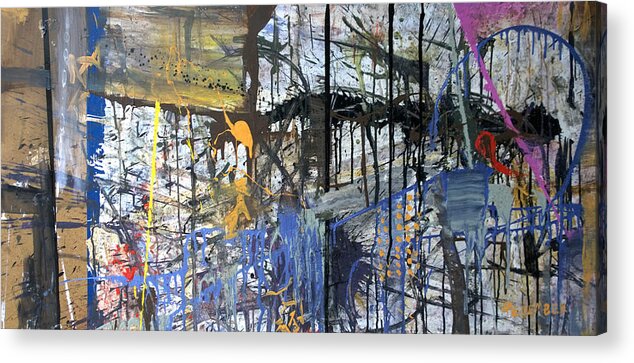 Abstraction Robert Anderson Holden Beach Action Expressionsm Acrylic Print featuring the painting Captian Jack's by Robert Anderson