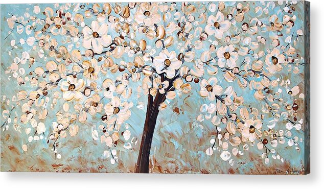 White Blossoms Acrylic Print featuring the painting Cherry Blossoms by Jolina Anthony