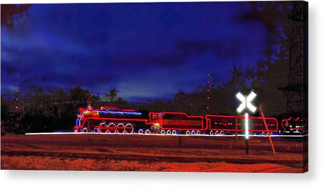 Train Acrylic Print featuring the photograph Christmas Lights on the Meteor 4500 by Janette Boyd