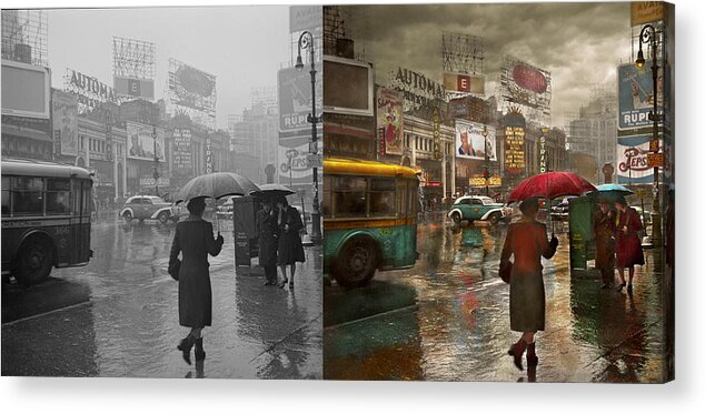 City - NY - A rainy day in New York City 1943 Photograph by Mike Savad -  Fine Art America