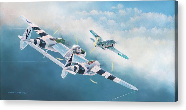 Aviation Art Acrylic Print featuring the painting Close Encounter with a Focke-Wulf by Douglas Castleman