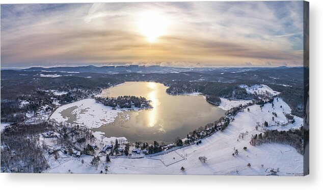 Copake Lake Acrylic Print featuring the photograph Copake Lake, Craryville NY - Winter Aerial Panorama by Mike Gearin