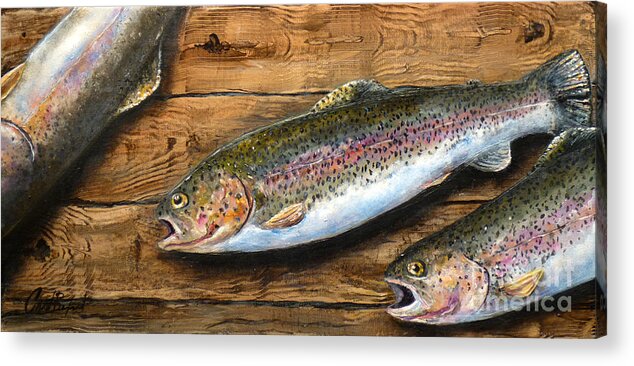 Trout Acrylic Print featuring the painting Day's Catch by Chad Berglund