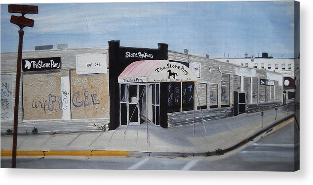 Acrylic Painting Of The Stone Pony Acrylic Print featuring the painting End of an Era by Patricia Arroyo